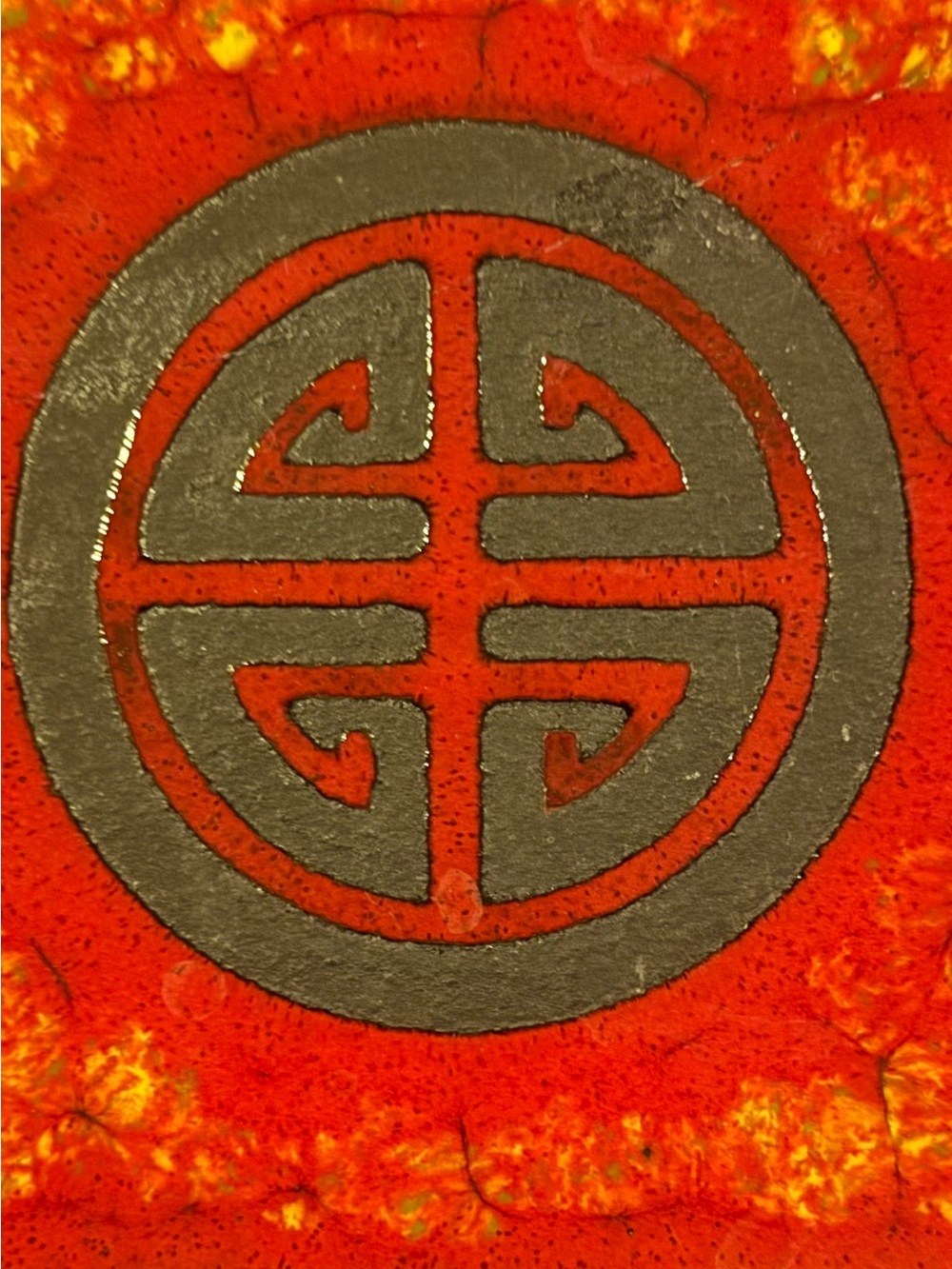 Vintage handmade glazed ceramic tile from the "Talisman Tiles"
